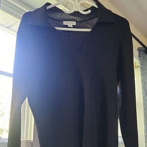 Glittery Calvin Klein Women's Black V-Neck Sweater